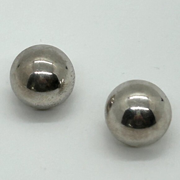 Sterling Silver Stud Earrings Round Lightweight Minimalist Buttin Classic18 mm - Picture 3 of 13